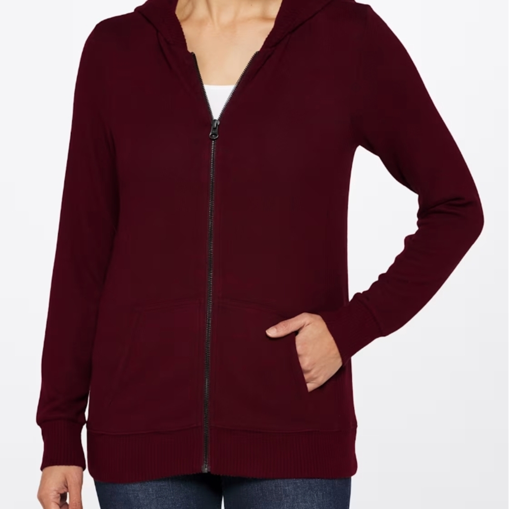 Market & Spruce Deep Red Zip-Up Hoodie
